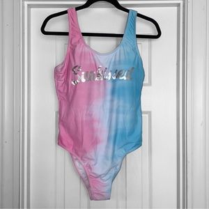 New! FUNNY GIRL Tie Dye Letter Graphic One-piece